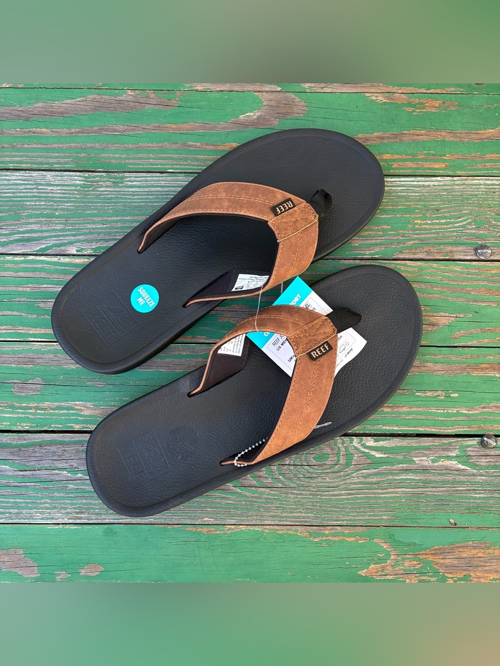 Reef Journeyer Mens Flip Flop Cushion Comfort Black/Brown Sz 9 Sandals NWT